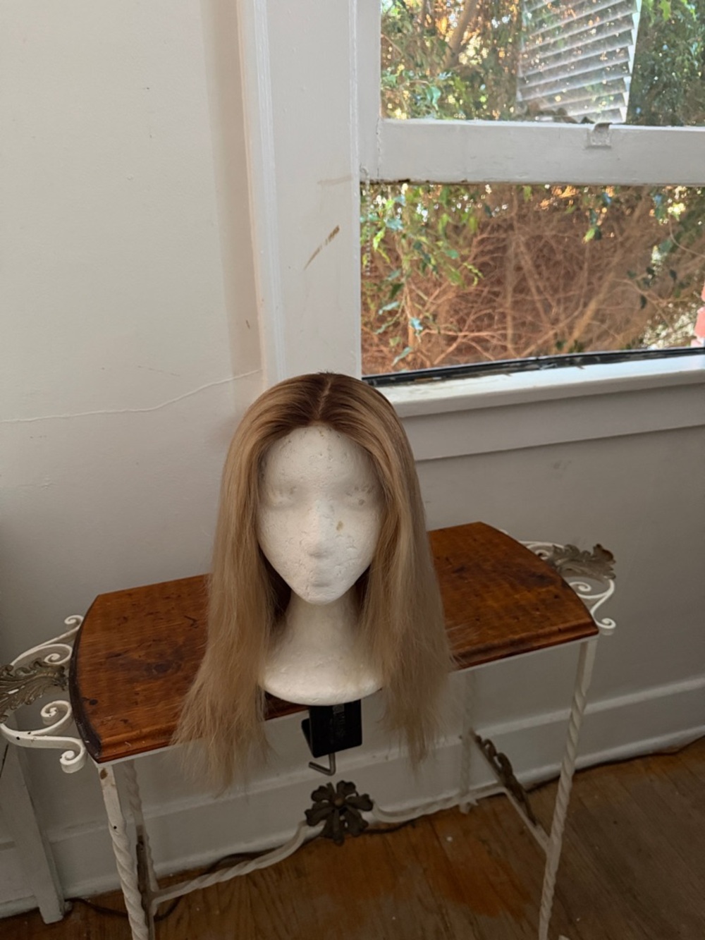 Madison Collection  Human hair Wig - Rooted Blond 20” Silk Top Part Handtied